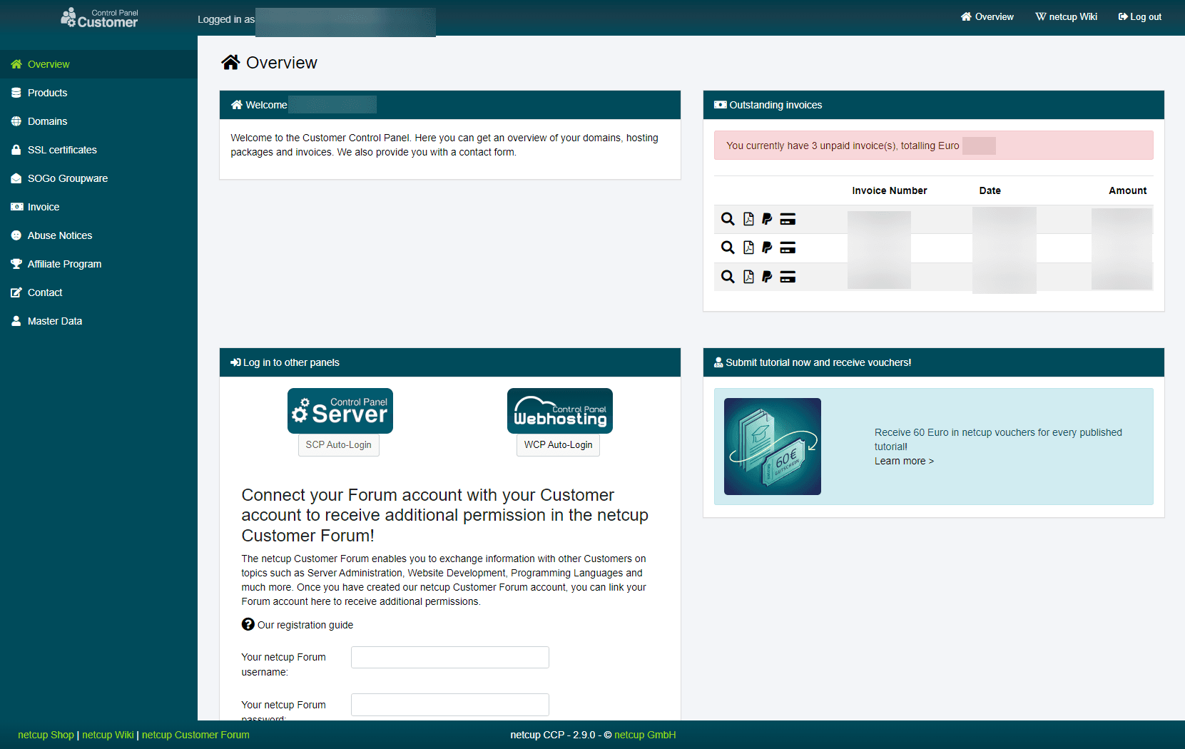 netcup VPS dashboard overview